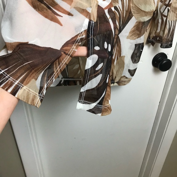 La Blanca by Rod Beattie Women's leaves and flowers Sheer Swim Cover Top Size 1X - Picture 3 of 6